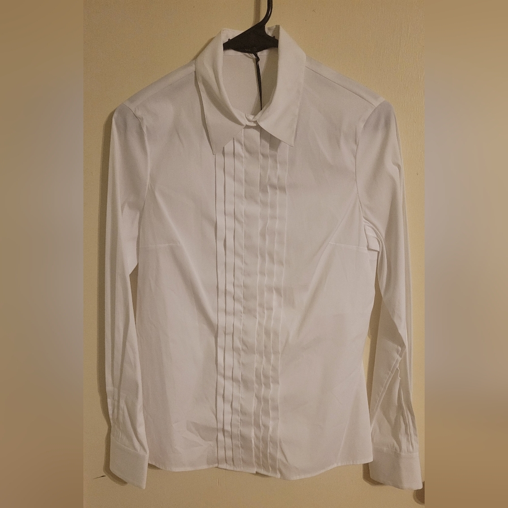 Italian Made White Women's Dress Shirt Size 10 Or 12 - Walter Voulaz